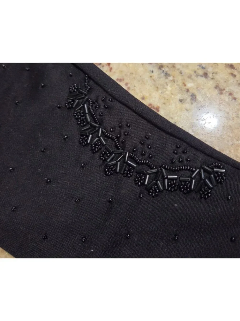 Vintage Womens One Size Stretch Nylon Black Formal Gloves Beaded 15